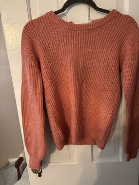 A New Day Bow Back Classic Women's Knit Sweater in Dusty Rose